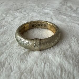 Ted Rossi Vintage Champagne Gold Leather Bangle Bracelet, 3" Diameter